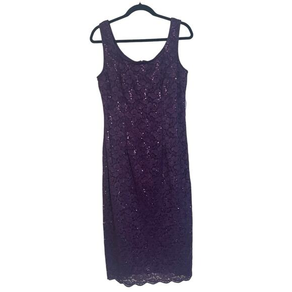 SLNY Purple Sequin Lace Dress NWT‎ Size 8 - Picture 11 of 11